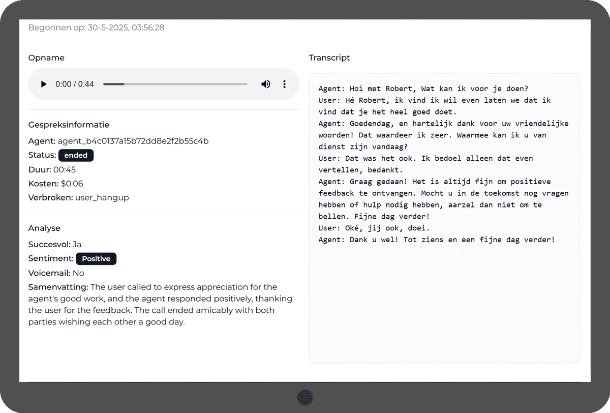 Voxborn gesprekgeschiedenis interface